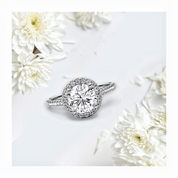 Pre-owned Charles & Colvard 14k White Gold Moissanite Dew Point 1.75 TW Set - Picture 4 of 15